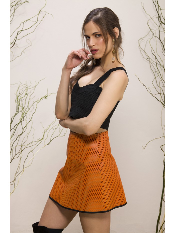 Emelda Leather Skirt Orange